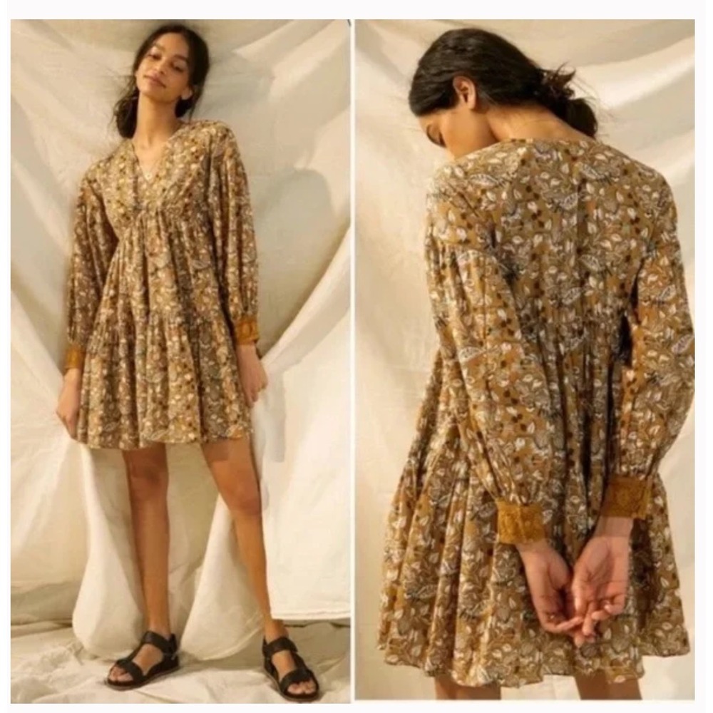 Anthropologie Let Me Be Dress Jenna Paisley Boho 4 Flowy Cottagecore Dainty